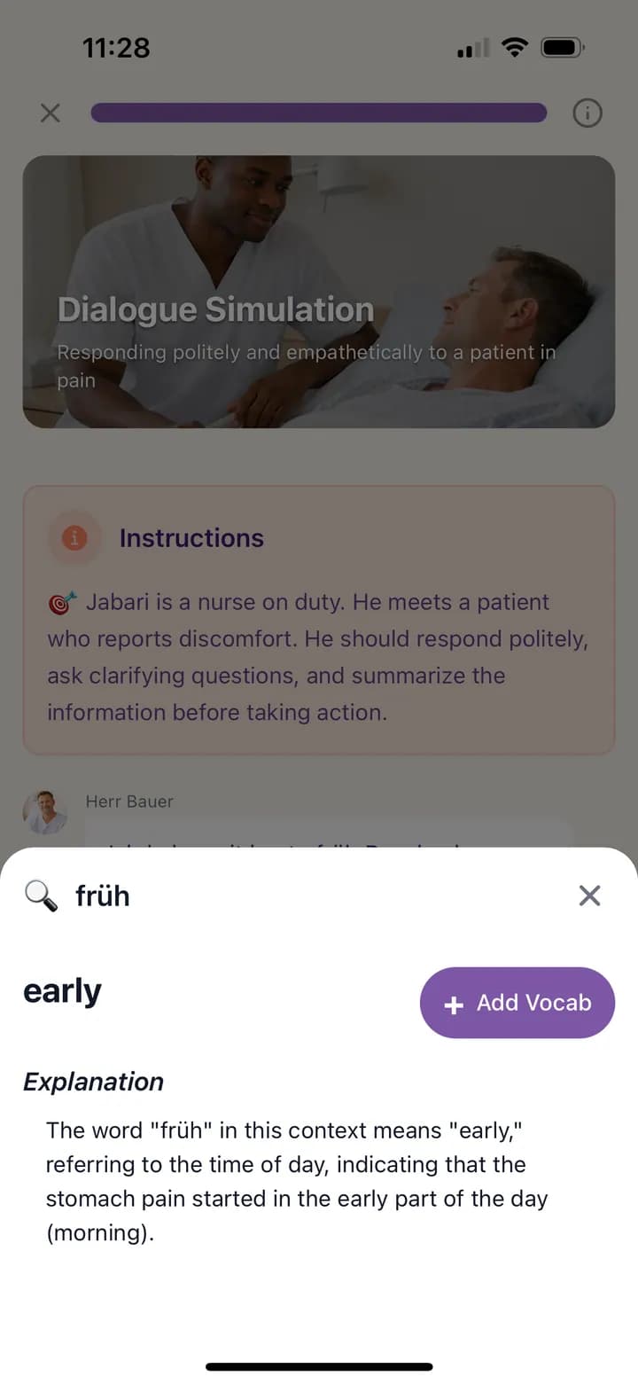 App Fluedy — vocabulário alemão explicado no seu idioma nativo