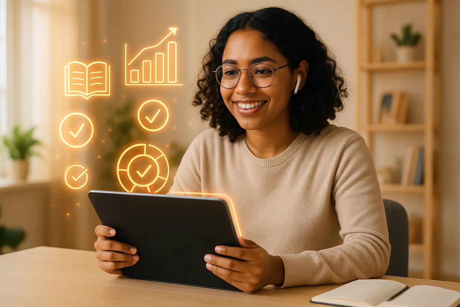 Person learning with AI technology